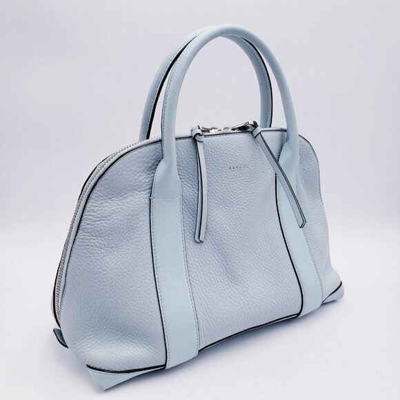 Coach Preston Bleeker Satchel Purse Dome Satchel Robins Egg Blue Pebbled Leather - Picture 2 of 10